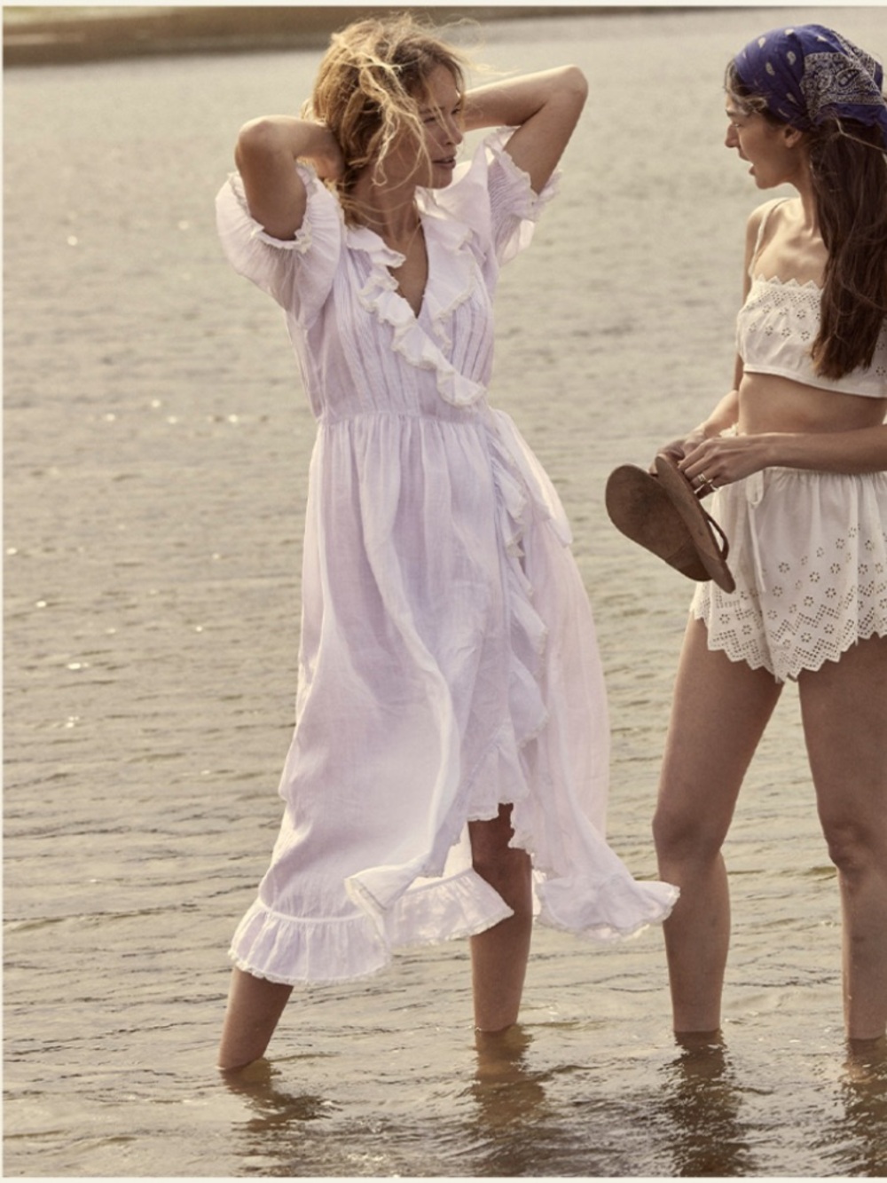 Doen Dress - White Ruffled Wrap Sun Dress - Small - Picture 2 of 8
